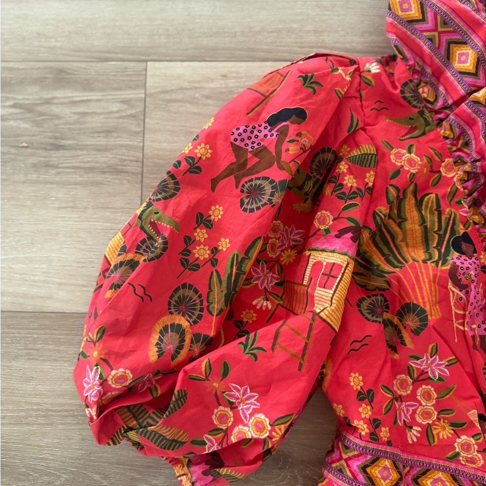 Farm Rio Floral Red Maxi Wrap Dress Small - Picture 8 of 12